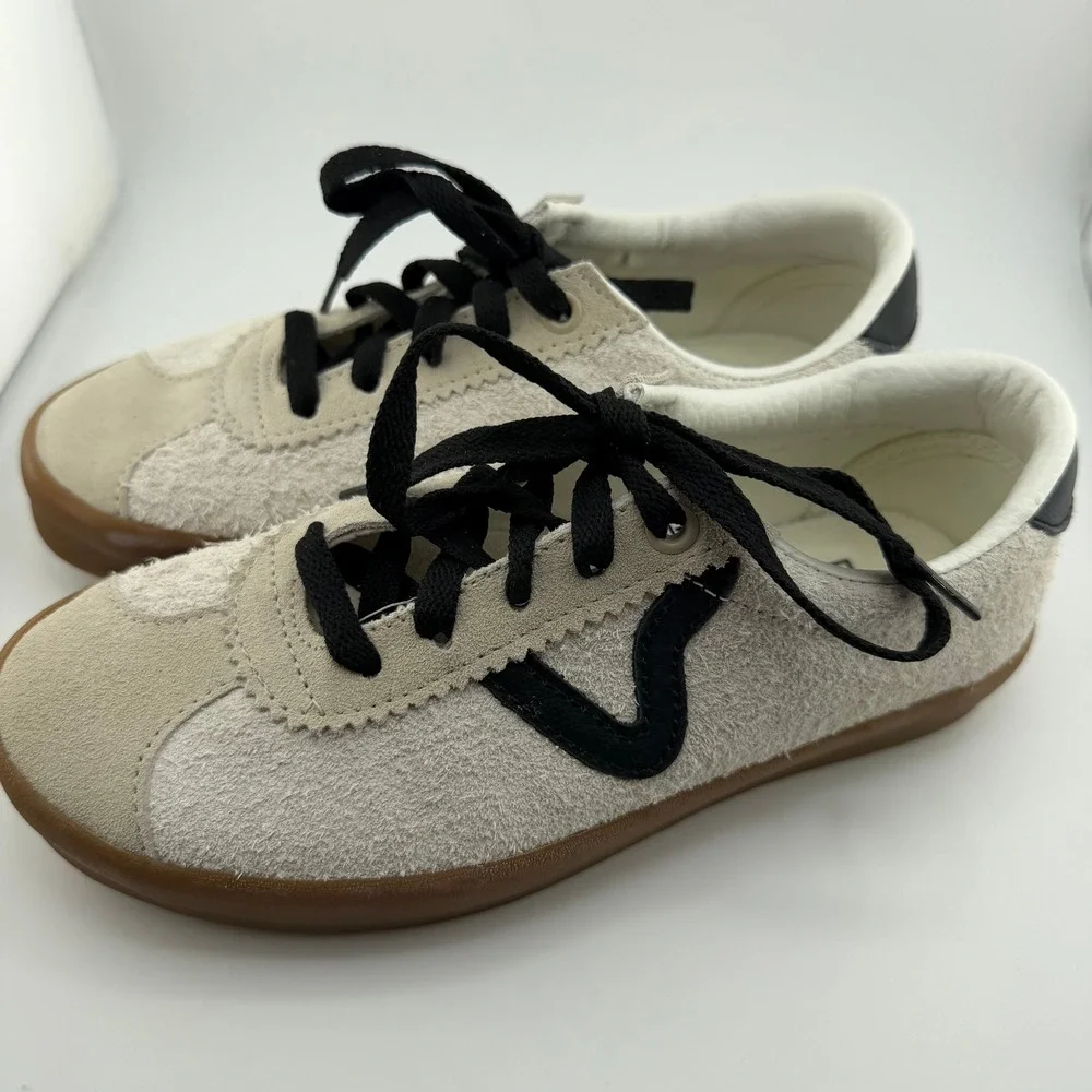 Vans Sport Low Sneakers Kids Marshmallow Black Gum Suede Size Men‎ 4 /Women 5.5